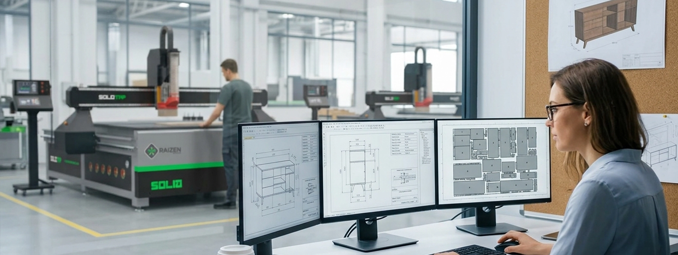 duas-router-cnc-em-uma-marcenaria-com-uma-arquiteta-projetando-os-moveis